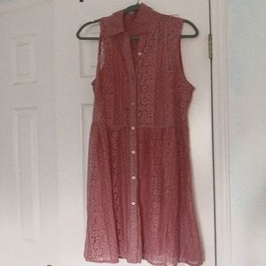 4/$20 Pink Lace Button Down Dress